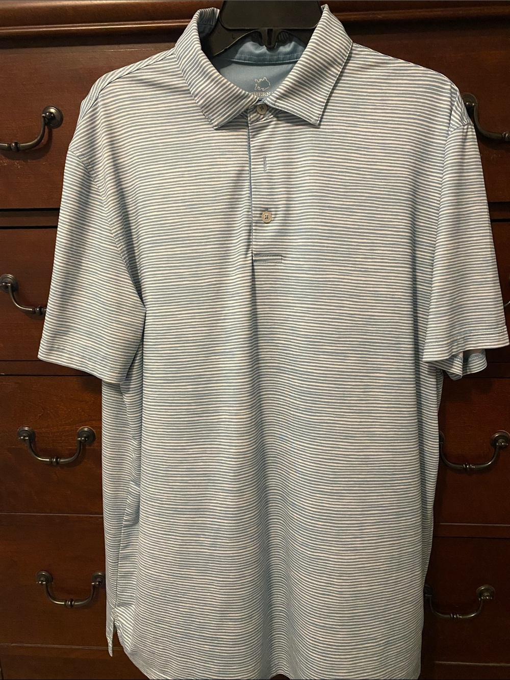 Southern Tide Light Blue & White Striped Polo